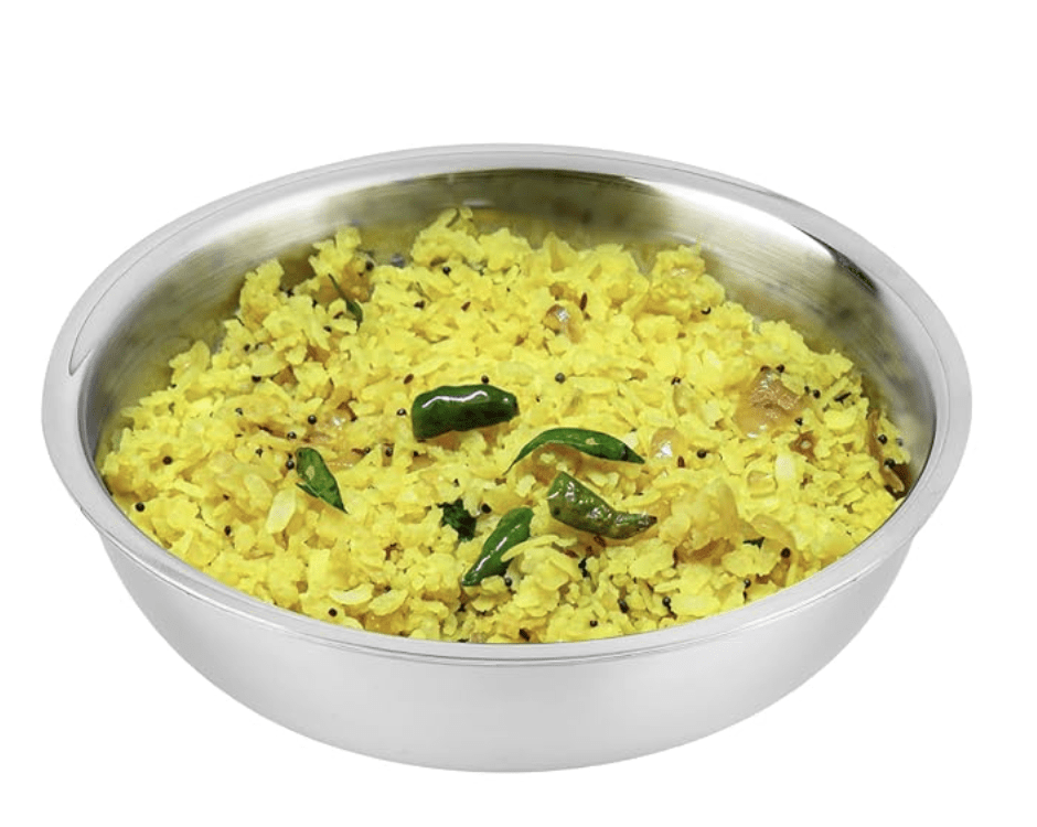 Vinod Platinum Triply Stainless Steel Tasla - 1.8 Litre (22 cm) | 2.5 mm Thick | Steel Tasra Kadai/Kadhai | 5 Year Warranty | Induction & Gas Friendly, Heavy Bottom - Silver