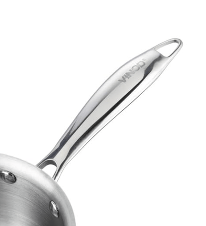 Vinod Platinum Triply Stainless Steel Saucepan with Lid - 16 cm, 1.6 LTR (Induction Friendly)