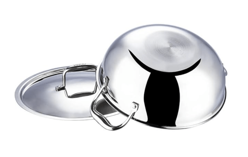 Vinod Platinum Triply Stainless Steel Extra Deep Kadhai with Lid 4.8 Litre, 28 cm | 2.5mm Thick | Kadai for Cooking | 5 Year Warranty | Induction & Gas Base | Heavy Base