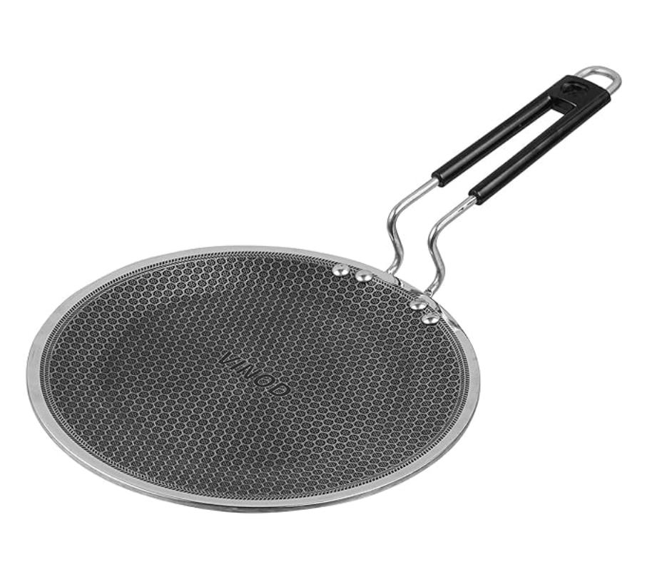 Vinod SAS Pro Platinum Triply Stainless Steel X Tawa - 25 cm | 4.0 mm Thick | Hexa Design | Metal Spoon Friendly | Riveted Handle | Induction Base - 5 Year Warranty