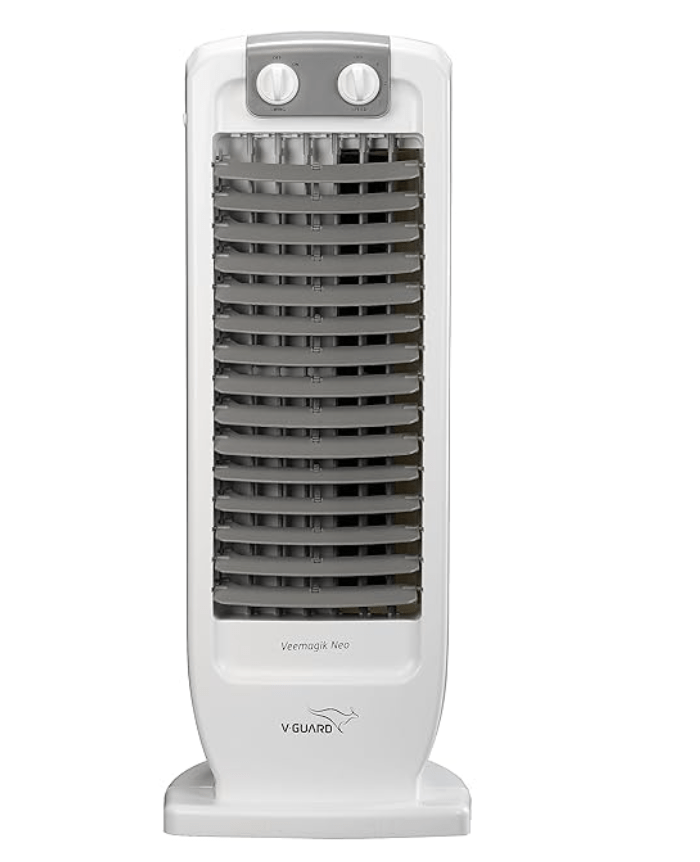 V-Guard Veemagik Neo 17' (43.5cm) Tower Fan | 1300 RPM, 2401 CFM Air Flow | Grey White
