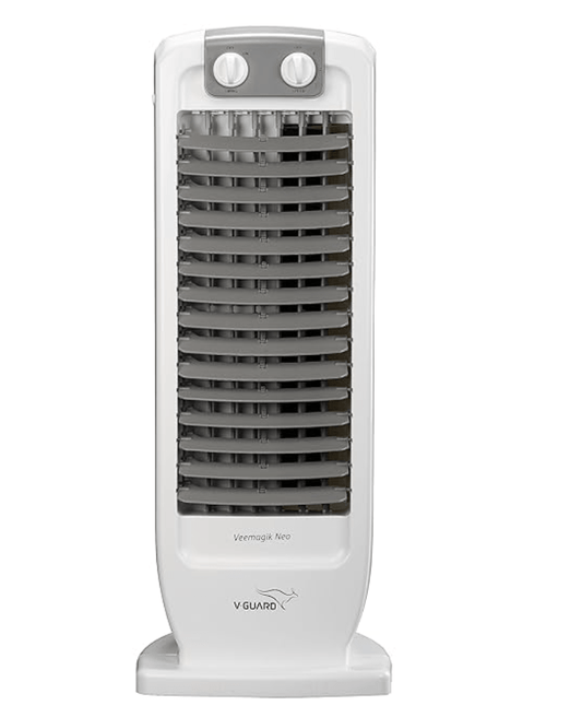 V-Guard Veemagik Neo 17' (43.5cm) Tower Fan | 1300 RPM, 2401 CFM Air Flow | Grey White