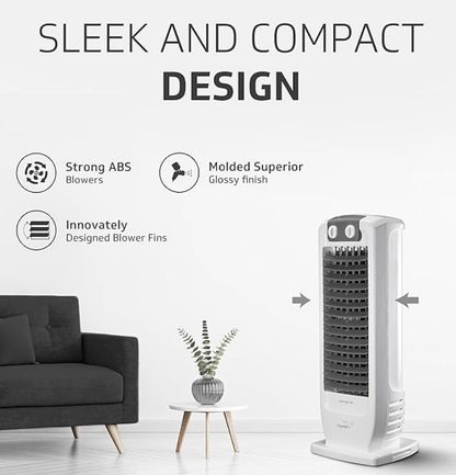 V-Guard Veemagik Neo 17' (43.5cm) Tower Fan | 1300 RPM, 2401 CFM Air Flow | Grey White