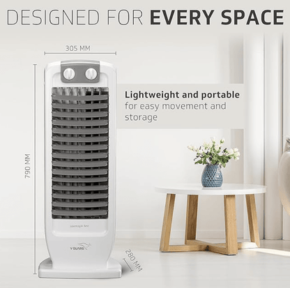 V-Guard Veemagik Neo 17' (43.5cm) Tower Fan | 1300 RPM, 2401 CFM Air Flow | Grey White