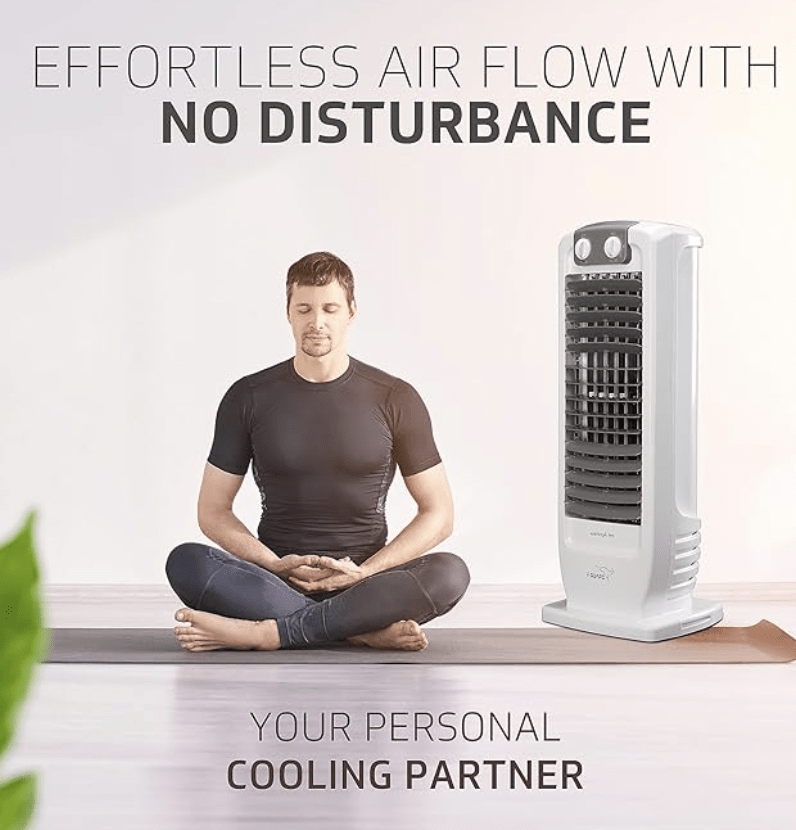 V-Guard Veemagik Neo 17' (43.5cm) Tower Fan | 1300 RPM, 2401 CFM Air Flow | Grey White