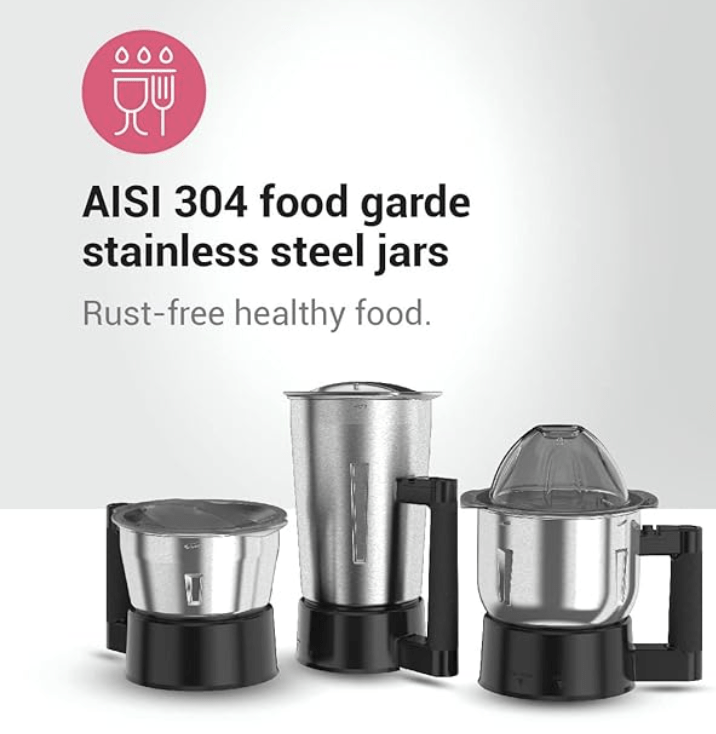 Ultra Topp+ Liquidizer 4jar 750W MixerGrinder for Super-fast grinding,HighSpeed,Safety Lock,SS304FoodGradejars(0.5L,0.8L,1.2L,1.2LLiquidizerwithFilter),ABSBody,Serrated blades,5YWarrantyonMotors.(Red)