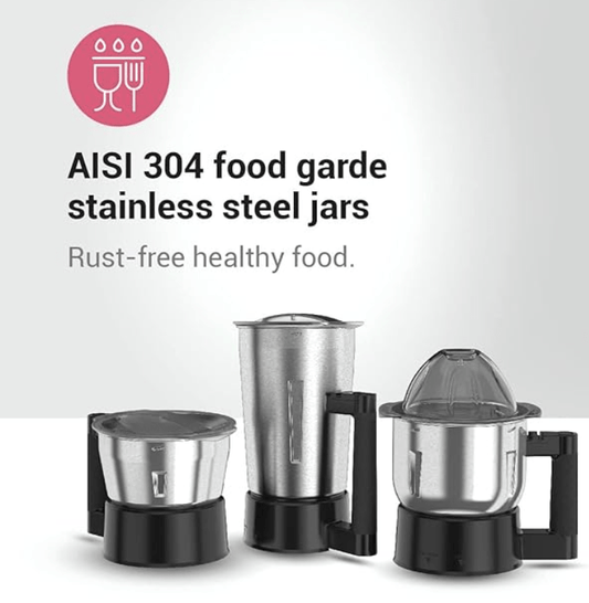 Ultra Topp+ Liquidizer 4jar 750W MixerGrinder for Super-fast grinding,HighSpeed,Safety Lock,SS304FoodGradejars(0.5L,0.8L,1.2L,1.2LLiquidizerwithFilter),ABSBody,Serrated blades,5YWarrantyonMotors.(Red)