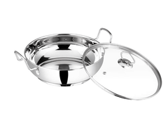 Vinod Stainless Steel Kadhai with Glass Lid - 4 litre, 26cm | Extra Thick, SAS Heavy Bottom | Kadai for Cooking | Induction and Gas Base | 2 Year Warranty - Silver-1