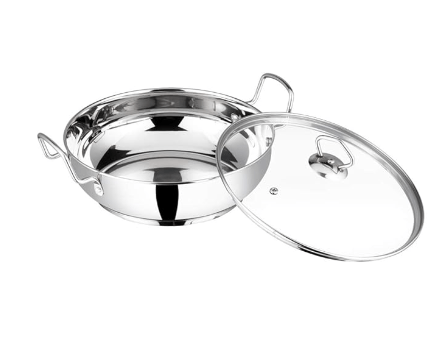 Vinod Stainless Steel Kadhai with Glass Lid - 1.4 litre, 18cm | Extra Thick, SAS Heavy Bottom | Kadai for Cooking | Induction and Gas Base | 2 Year Warranty - Silver