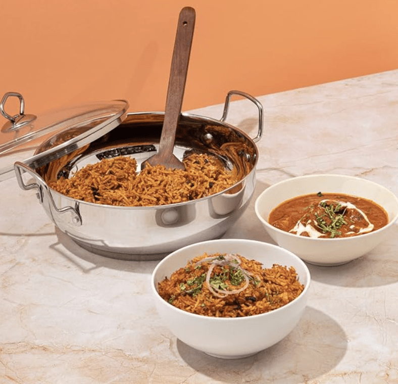 Vinod Stainless Steel Kadhai with Glass Lid - 4 litre, 26cm | Extra Thick, SAS Heavy Bottom | Kadai for Cooking | Induction and Gas Base | 2 Year Warranty - Silver