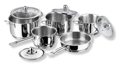 Vinod Tuscany Stainless Steel Cookware Set of 5 Pieces | Saucepot Set of 3 Pcs with Glass Lid | Saucepan and Frypan | Extra Deep | Induction Base | 2 Year Warranty-1