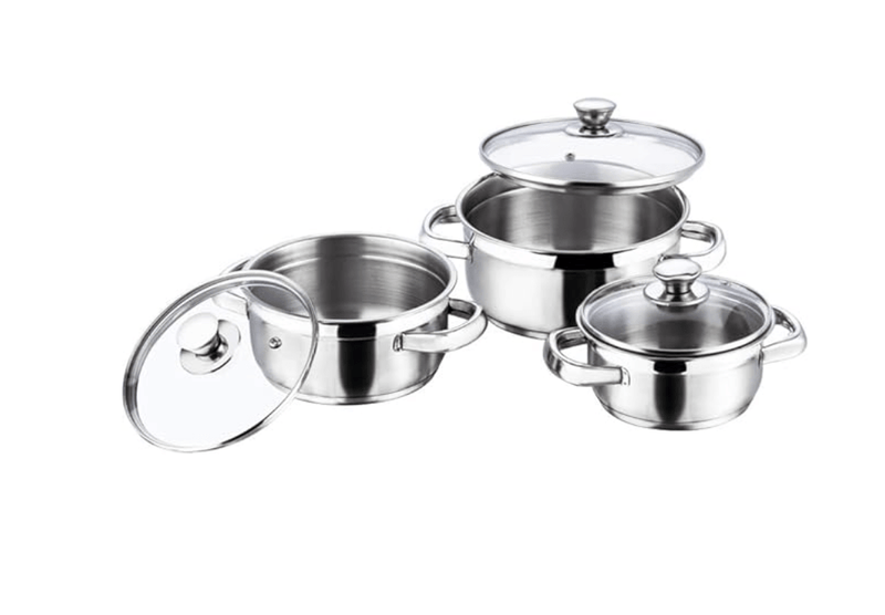 Vinod Bremen Stainless Steel Saucepot Set of 3 with Glass Lid | 2.5mm Thick Base | Riveted Sturdy Handle | 2 Year Warranty | Induction and Gas Base - Silver-1