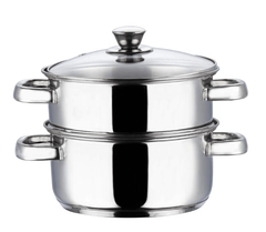 Vinod Stainless Steel Steamer 2 Tier with Glass Lid 18 cm | 2.5 mm Thick Base | Multi Purpose Momos, Modak Maker Steamer | Induction and Gas Base | 2 Year Warranty - Silver-2