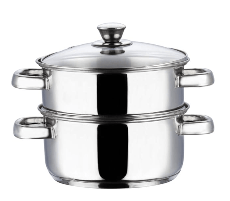 Vinod Stainless Steel Steamer 2 Tier with Glass Lid 18 cm | 2.5 mm Thick Base | Multi Purpose Momos, Modak Maker Steamer | Induction and Gas Base | 2 Year Warranty - Silver-2