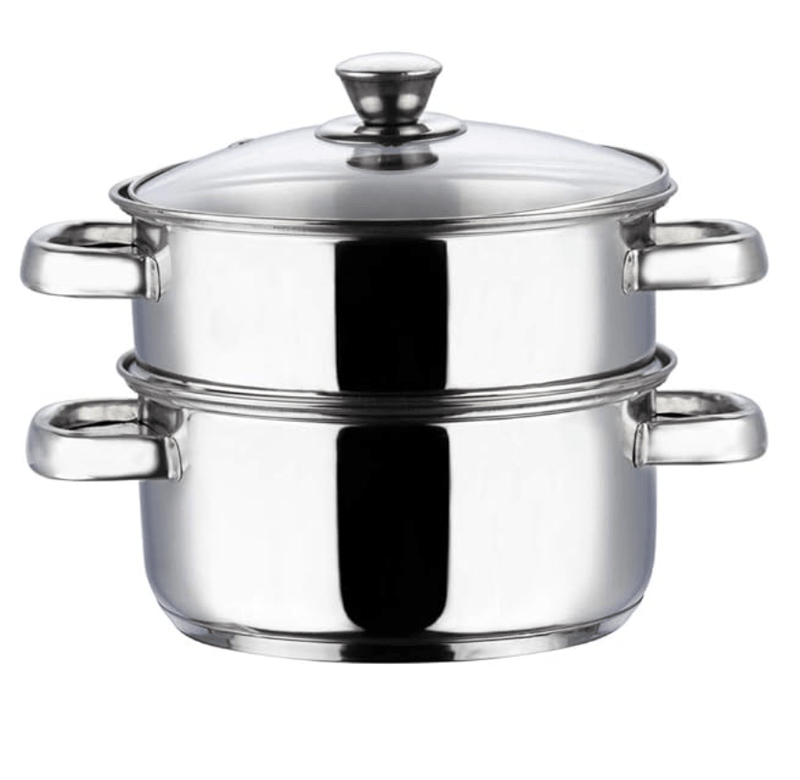 Vinod Stainless Steel Steamer 2 Tier with Glass Lid 20 cm | 2.5 mm Thick Base | Multi Purpose Momos, Modak Maker Steamer | Induction and Gas Base | 2 Year Warranty - Silver-1