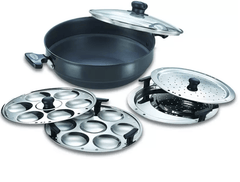 Prestige multi Kadhai 28 cm diameter with Lid 4.5 L capacity  (Hard Anodised, Induction Bottom)-1