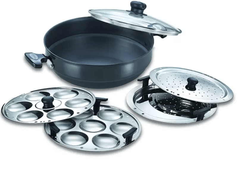 Prestige multi Kadhai 28 cm diameter with Lid 4.5 L capacity  (Hard Anodised, Induction Bottom)-1