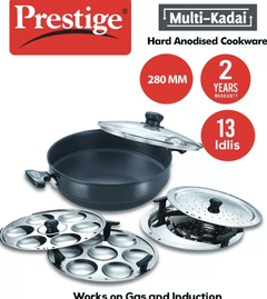 Prestige multi Kadhai 28 cm diameter with Lid 4.5 L capacity  (Hard Anodised, Induction Bottom)-3