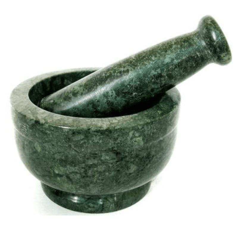 Green Marble Mortar and Pestle Set Spice Mixer Grinder Set Khalbatta Okhli Kharal Masher Idi Kallu Khal Musal Imam Dasta For Kitchen - 4 x 4 x 2.5 Inch-1