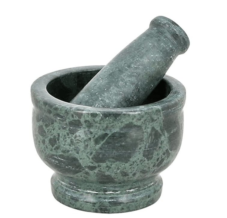 Green Marble Imam Dasta/Mortar and Pestle Set/Ohkli Musal/Kharal/Idi Kallu/Khal Musal/Khalbatta/Spice Grinder-4 Inches-1