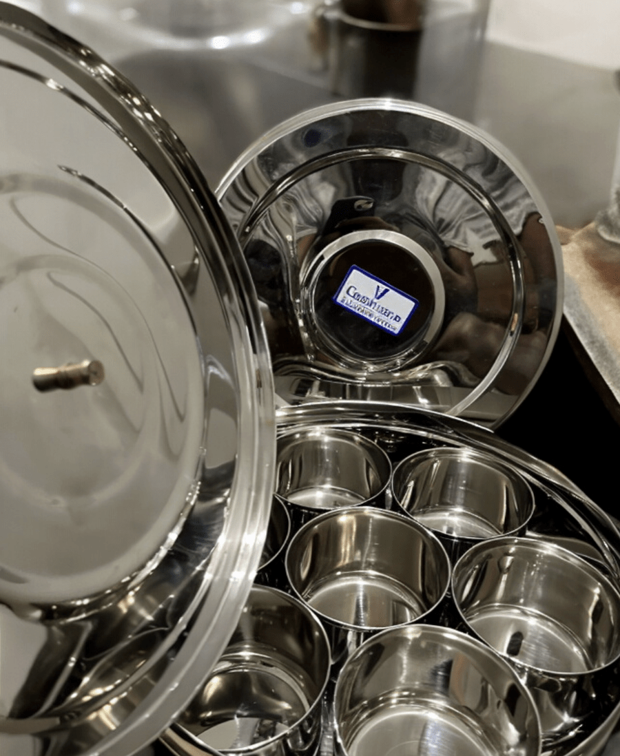 Vcookware Stainless Steel Masala Dabba Spice Box with 7 Compartments