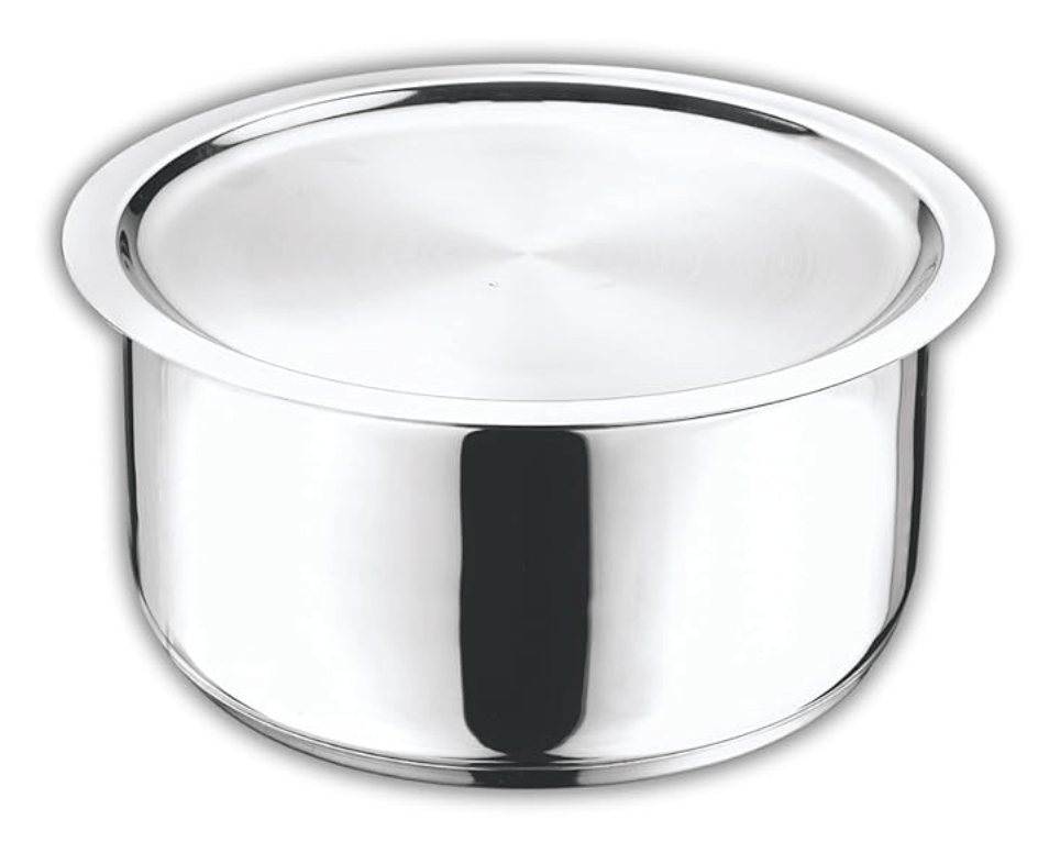 Vinod Stainless Steel 304 Grade Tope/Patila/Topiya with Lid - Diameter 14 cm, Capacity 1.1 litre, Induction and Gas Stove Friendly, 2 Year Warranty, Silver