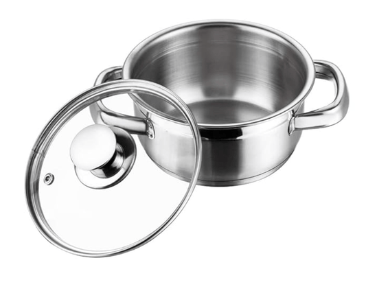 Vinod Bremen Stainless Steel Sauce pot with Glass Lid - 1.5 litre, 16 cm | 2.5mm Thick Base | Riveted Sturdy Handle | 2 Year Warranty | Induction and Gas Base - Silver