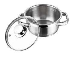 Vinod Bremen Stainless Steel Saucepot with Glass Lid 1 litre, 14 cm | 2.5mm Thick Base | Riveted Sturdy Handle | 2 Year Warranty | Induction and Gas Base - Silver-1