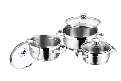 Vinod Bremen Stainless Steel Saucepot Set of 3 with Glass Lid | 2.5mm Thick Base | Riveted Sturdy Handle | 2 Year Warranty | Induction and Gas Base - Silver