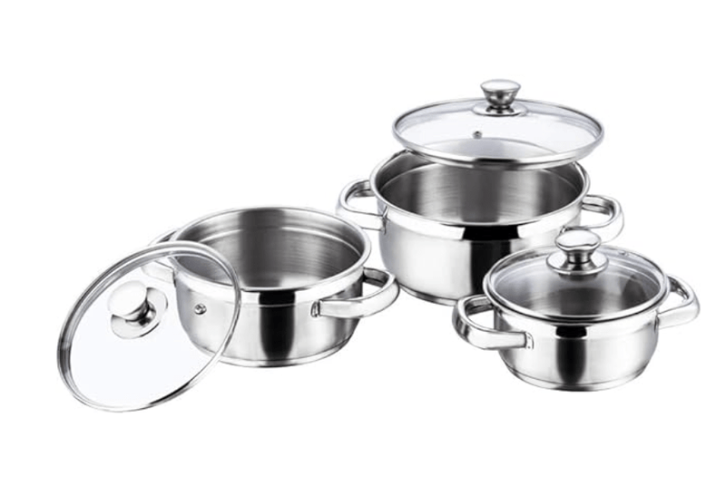 Vinod Bremen Stainless Steel Saucepot Set of 3 with Glass Lid | 2.5mm Thick Base | Riveted Sturdy Handle | 2 Year Warranty | Induction and Gas Base - Silver-1