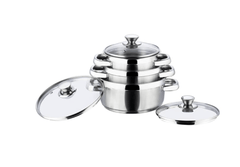 Vinod Bremen Stainless Steel Saucepot Set of 3 with Glass Lid | 2.5mm Thick Base | Riveted Sturdy Handle | 2 Year Warranty | Induction and Gas Base - Silver-3