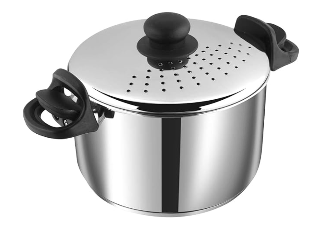 Vinod Stainless Steel Cookware Pasta, Noodle Steamer Pot with Lid - 4 litre/Rice, Veggies Stainer Pot/Sandwich Bottom, Handle with Lock/Induction Base - 2 Years Warranty