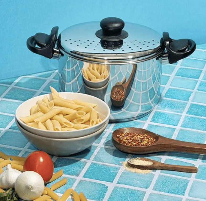 Vinod Stainless Steel Cookware Pasta, Noodle Steamer Pot with Lid - 4 litre/Rice, Veggies Stainer Pot/Sandwich Bottom, Handle with Lock/Induction Base - 2 Years Warranty