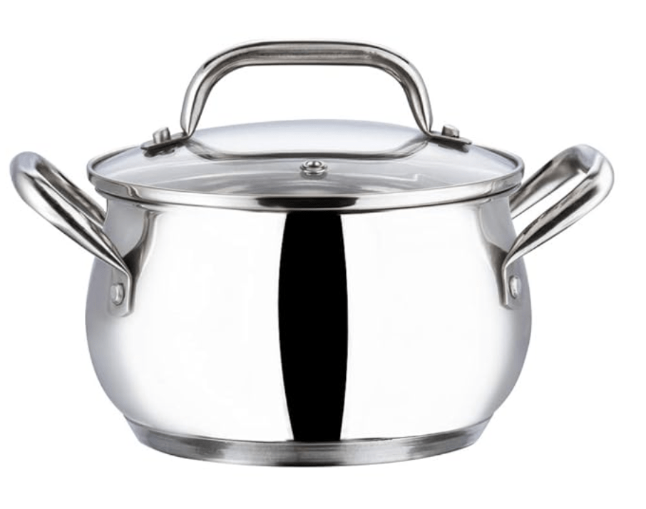 Vinod Almaty Stainless Steel Saucepot with Glass Lid 1.3 litre, 14 cm | 2.6mm Thick Base | Triply Casserole, Sturdy Riveted Handle | 2 Year Warranty | Induction & Gas Base
