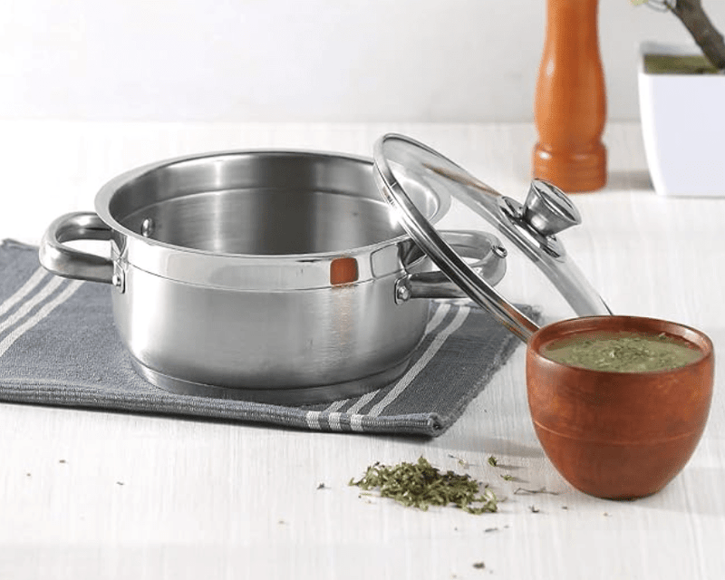 Vinod Cookware Induction friendly Two Tone Saucepot Set, 2-Pieces, 26cm, 7.2 litre with Glass Lid-2
