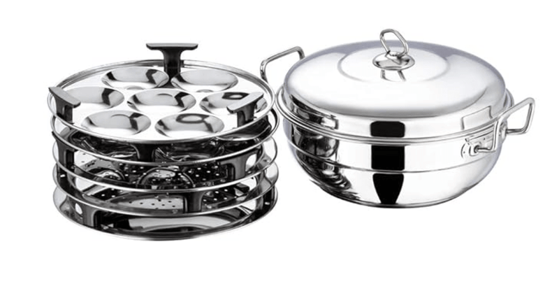 Vinod Stainless Steel Multi Kadai with 5 Plates - 26cm | 2 Idli, 2 Dhokla/Momos and 1 Patra Plates | Dhokla and Momos Steamer/Maker | Scratch Proof | 2 Year Warranty-2