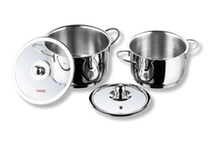 Vinod Tuscany Stainless Steel Cookware Combo Set of 2 with Glass Lid | Saucepot 2,2.8 Ltr & Saucepan 1.3 ltr | 5mm Thick, Extra Deep | Induction Base | 2 Year Warranty-1