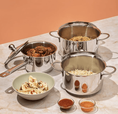 Vinod Tuscany Stainless Steel Cookware Combo Set of 3 with Glass Lid | Saucepot 2,2.8 Ltr & Saucepan 1.3 ltr | 5mm Thick, Extra Deep | Induction Base | 2 Year Warranty-2