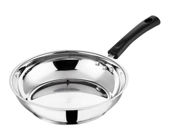 Vinod Stainless Steel Frypan - 24 cm | Skillet Pan for Frying | SAS Bottom | Cool Touch Bakelite Handle | Induction and Gas Base| 2 Year Warranty - Silver-1