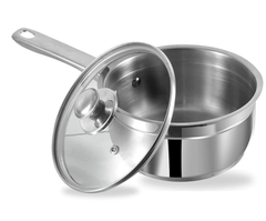 Vinod Two Tone Stainless Steel Saucepan with Glass Lid 3 litre, 20 cm (6.2mm Thick) | Triply Saucepot, Sturdy Riveted Handle | 2 Year Warranty | Induction Bottom - Silver-1