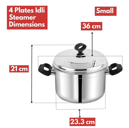 Vinod Classic Stainless Steel Idli Maker Cooker - 4 Deeper Plates (16 Idlis) / Idli Steamer / Idly Stand / Plump Fluffy Idlies / SAS Bottom / Induction & Gas Base - 2 Year Warranty