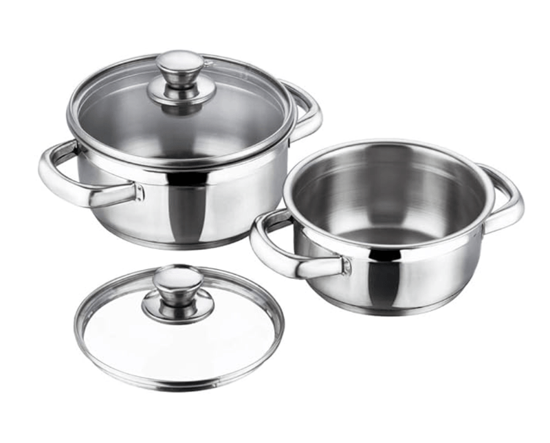 Vinod Bremen Stainless Steel Saucepot Set of 2 with Glass Lid | 2.5mm Thick Base | Riveted Sturdy Handle | 2 Year Warranty | Induction and Gas Base - Silver-1