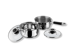 Vinod Stainless Steel Induction and Gas Stove Friendly Master Chef Cookware Set- 2 Pieces, Saucepan (16 cm/1.5 litre), Casserole (18 cm /2.1 litre) with Glass Lids-1