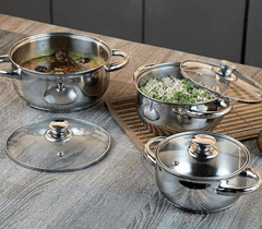 Vinod Milano Stainless Steel Saucepot Combo Set of 3 with Glass Lid | 1, 1.5 and 2 litre | Biryani Pot | SAS Bottom | Riveted Handle | Induction & Gas Base | 2 Year Warranty-2