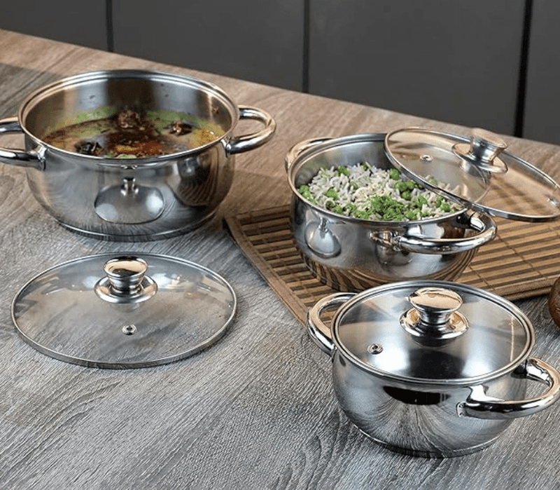 Vinod Milano Stainless Steel Saucepot Combo Set of 3 with Glass Lid | 1, 1.5 and 2 litre | Biryani Pot | SAS Bottom | Riveted Handle | Induction & Gas Base | 2 Year Warranty-2