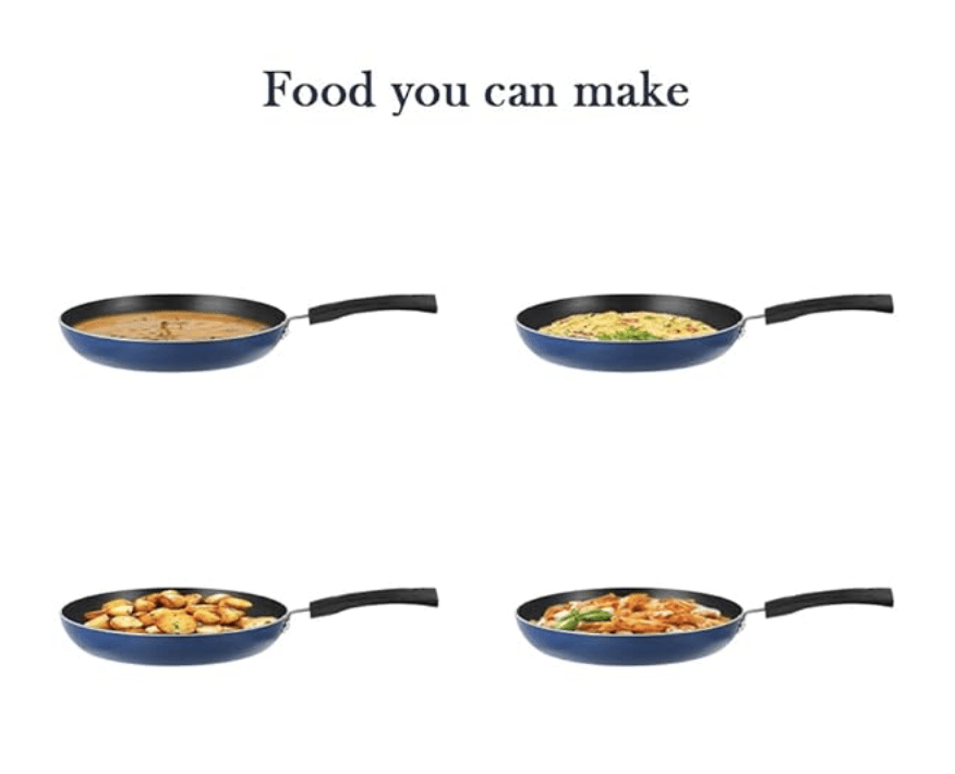 Vinod Zest Aluminium Non Stick Frypan - 20 cm | Skillet Pan | 3 Layer Ceramic Coating | 3 mm Thick | Metal Spoon Friendly | Gas Base, Toxin Free - 1 Year Warranty