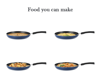 Vinod Zest Aluminium Non Stick Frypan - 20 cm | Skillet Pan | 3 Layer Ceramic Coating | 3 mm Thick | Metal Spoon Friendly | Gas Base, Toxin Free - 1 Year Warranty