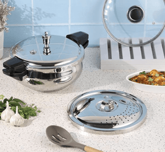 Vinod Magic Stainless Steel Smart 3 in 1 Pressure Cooker 3.5 Litre | 5mm Thick Base | All in One Cooker with Strainer & Glass Lid | Induction and Gas Base | ISI certified | 2 Years Warranty-2