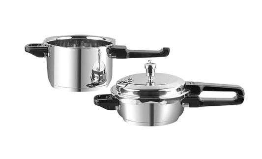 Vinod Sandwich Bottom Stainless Steel Pressure Cooker Combo Set of 2 with common Lid | 3 Litre and 2 Litre | Induction and Gas Base | ISI and CE Certified | 2 Year Warranty