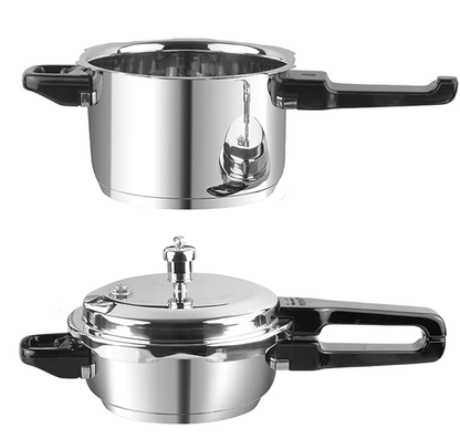 Vinod Sandwich Bottom Stainless Steel Pressure Cooker Combo Set of 2 with common Lid | 4.5 Litre and 7 Litre | Induction and Gas Base | ISI and CE Certified | 2 Year Warranty